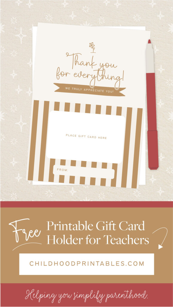 Free Printable Gift Card Holder For Teachers from Childhood Printables www.childhoodprintables.com