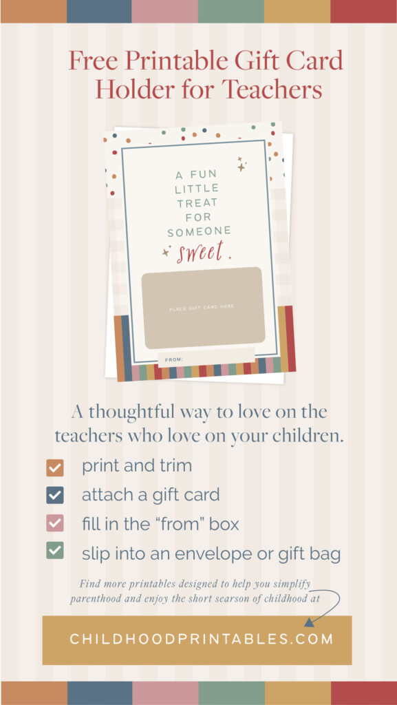 Free Printable Gift Card Holder For Teachers from Childhood Printables www.childhoodprintables.com