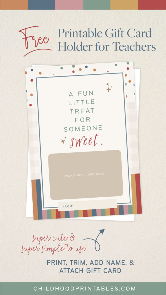 Free Printable Gift Card Holder For Teachers from Childhood Printables www.childhoodprintables.com