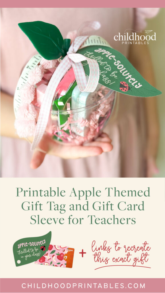 First Day Of School, Teacher Gift Idea, Apple Themed Gift Tag and Gift Card Sleeve, Back To School, Teacher Appreciation Gift Idea, Printable Apple Themed Gift Tag and Apple Themed Gift Card Sleeve from Childhood Printables www.childhoodprintables.com
