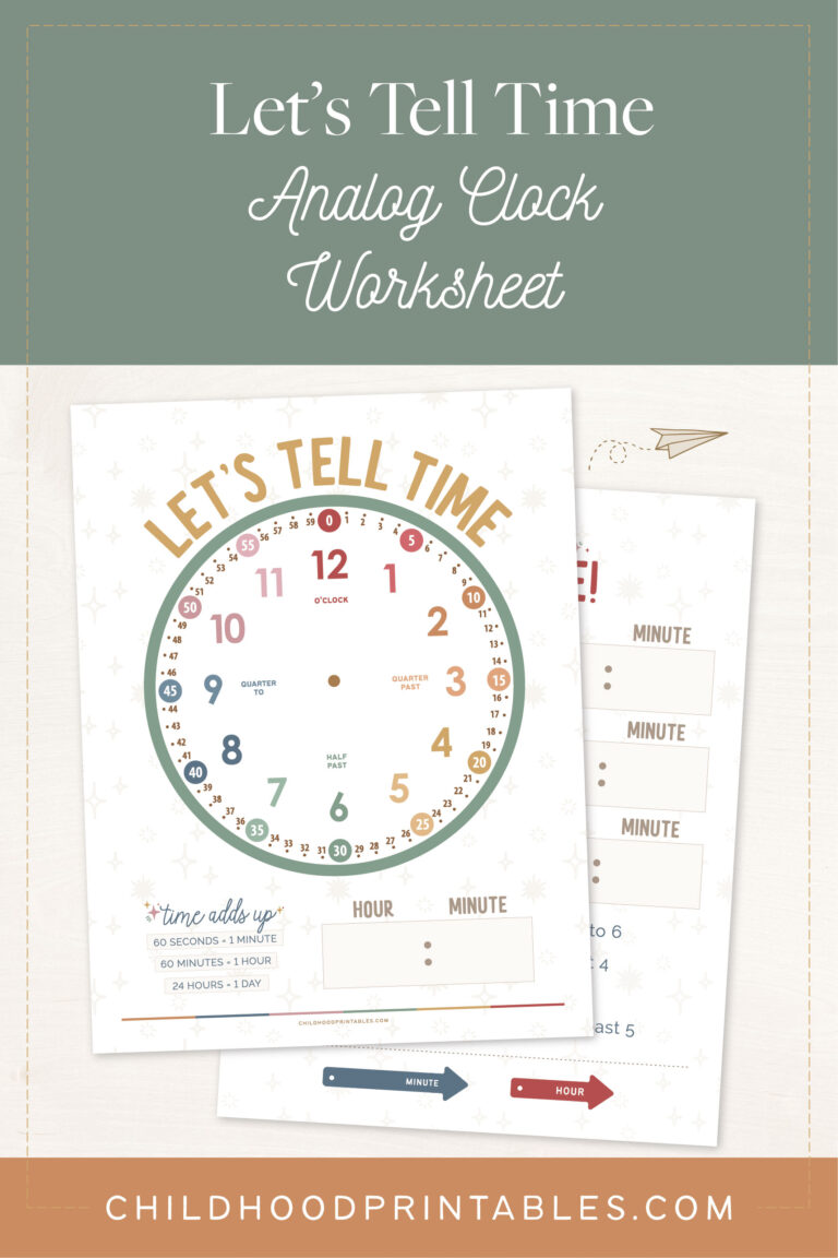 Let’s Tell Time, Analog Time Telling Digital Download