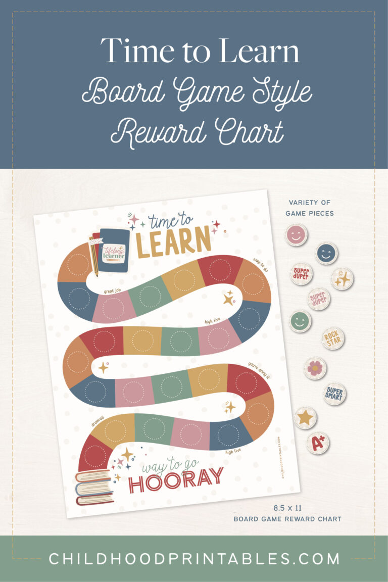 Time to Learn: A Board Game Style Reward Chart for Kids